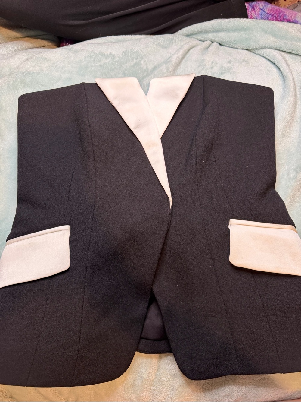 NWT White House Black Market Tuxedo Bustier Black Ecru Colorblock Size 0